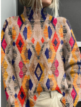 Christmas abstract print casual cape jacket cardigan m301686