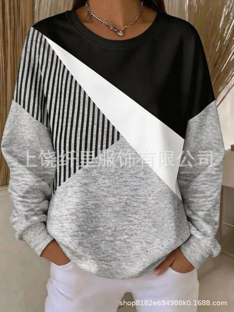Printed Loose Casual Fashion Crew Neck Long Sleeve Women's Clothing FF303274