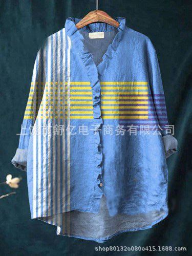 Women's new loose printing crew neck casual large size women's T-shirt m301365