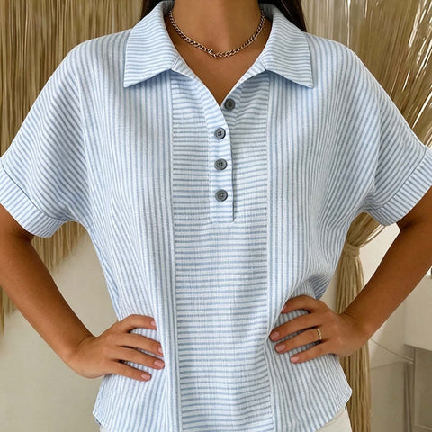 Literary temperament women's striped POLO shirt top m302769