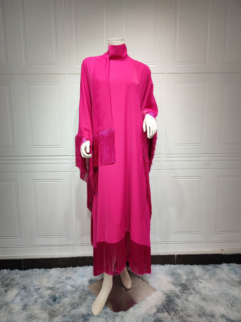 Ladies Bat Sleeve Tassel High Fashion Dress Party Dress m301183