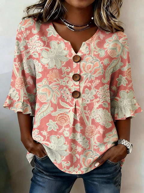 Digital printing sweet and cute T-shirt lace sleeve m302842