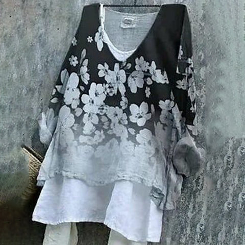 Pull décontracté imprimé à manches longues, col rond ample, T-shirt une pièce (sans sous-chemise) m301042
