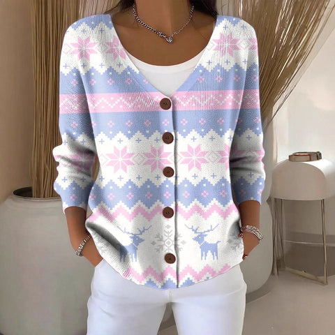 Button women's printed long-sleeved top m302156