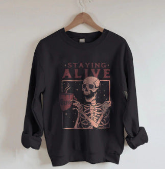 Abschnitt Kürbis-Print Langarm-Top Damen Kapuzenpullover m300640 