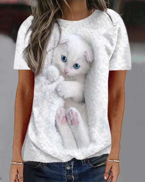 Spring and summer animal loose print long-sleeved crew neck sweater m300744