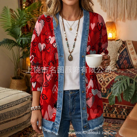 3d digital printing loose hooded sweatshirt cardigan outwear ff303279