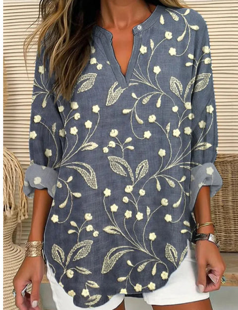T-shirt ample à col ras du cou pour femme, imprimé floral 3D, mode féminine, m301357 