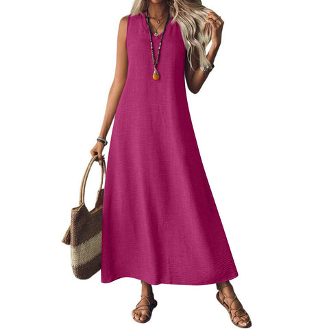 Sleeveless V-neck back zipper one-piece elegant long dress m302805