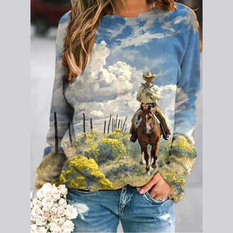 3D digital printing European and American women pullover casual urban shoulder plugs m302123
