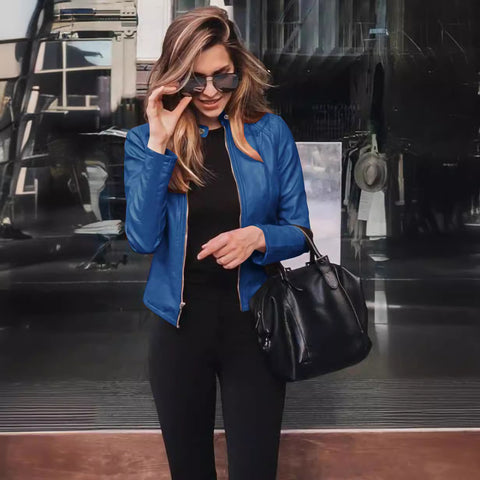 Autumn and winter women's fashion leather PU suit jacket m301933