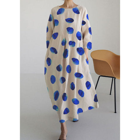 Lockeres, modisches Premium-Kleid mit Rundhalsausschnitt und langen Ärmeln und Aufdruck m301044