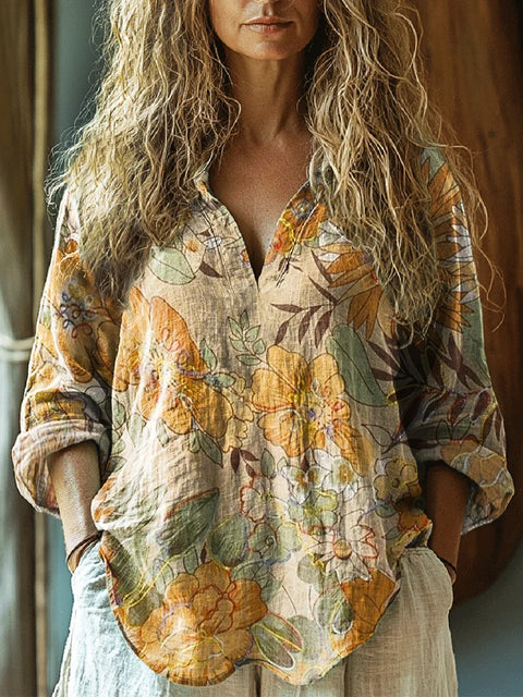 New 3D digital printing women's fashion V-neck loose shirt top spring and autumn m301745