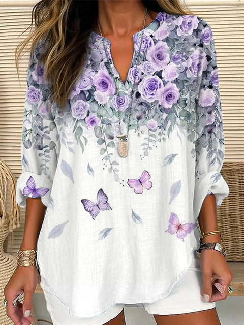 T-shirt ample à col ras du cou pour femme, imprimé floral 3D, mode féminine, m301357 