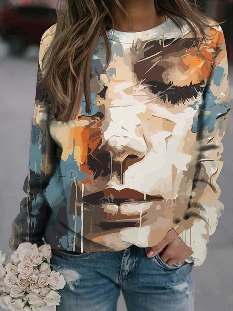 3D digital printing European and American women pullover casual urban shoulder plugs m302123