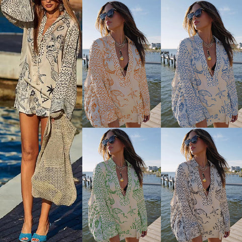 Fashion Casual Positioning Printed Satin Two-piece Set m301592