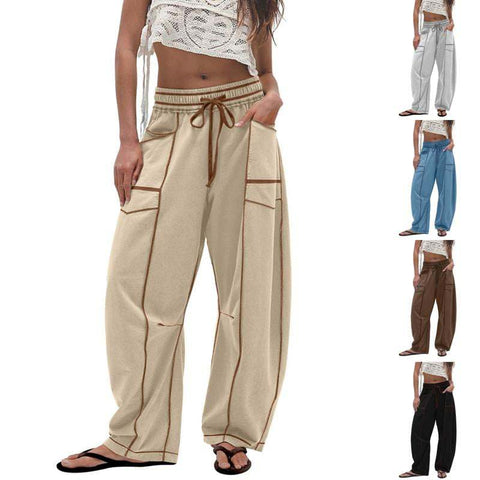 Loose wide-leg pants casual summer wide-leg pants drawstring waist casual pants sweatpants m301884