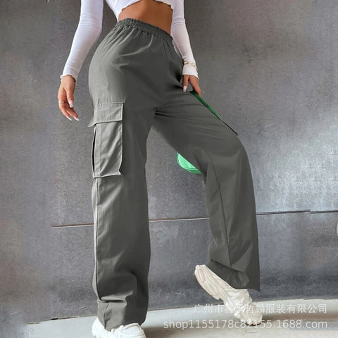 Beltless trousers high waist season wide leg trousers straight loose temperament commuter trousers casual trousers m301371