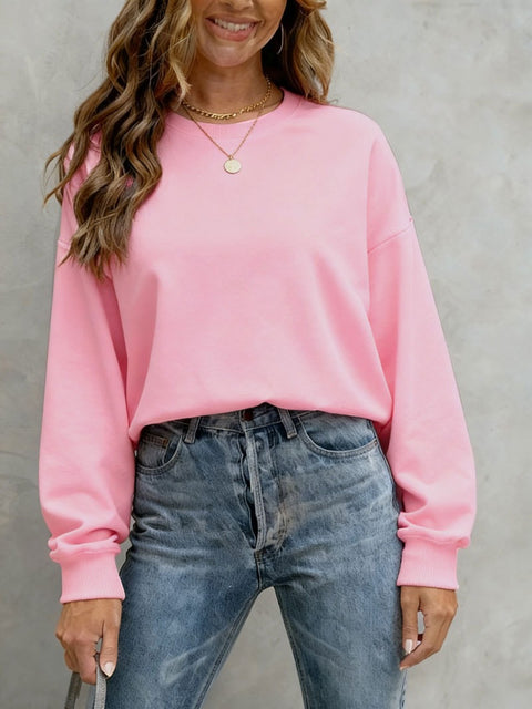 Top Women's Casual Loose Large Size Crew Neck Pullover Sweater Women's FF303319