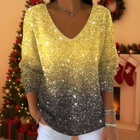 New V-neck long-sleeved pullover 3D digital printing Valentine's Day women's top T-shirt m302419