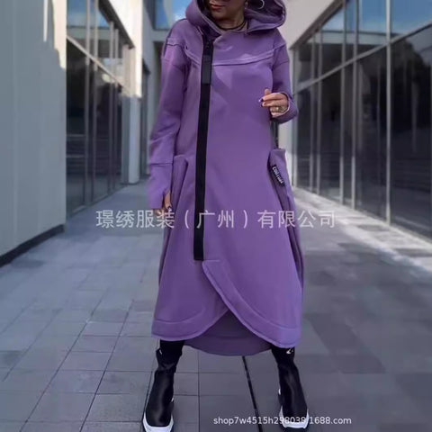 Autumn and winter new women's casual fashion long-sleeved pocket hooded sweater cardigan m302073