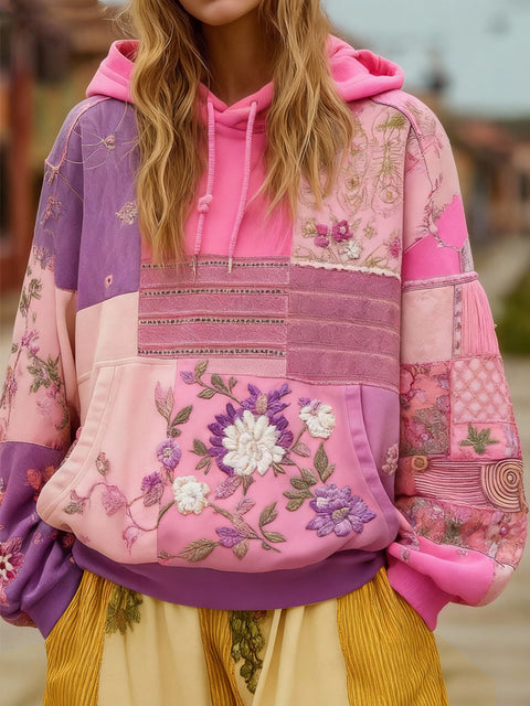 casual hooded long-sleeved pullover, regular digital printing women's sweater m303127