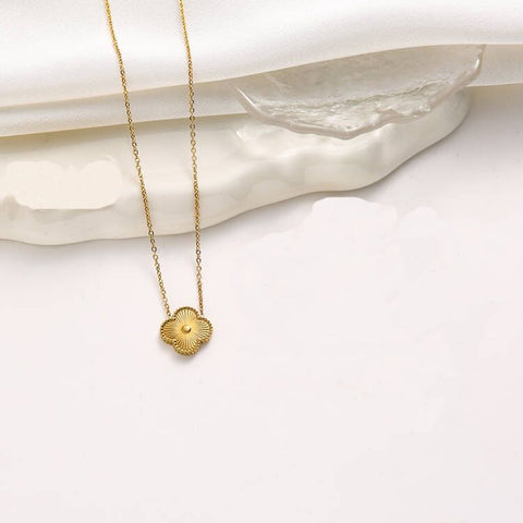 Double sided clover titanium steel jewelry set with laser bracelet, light luxury diamond inlay m5010677