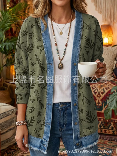 3d digital printing loose hooded sweatshirt cardigan outwear ff303279