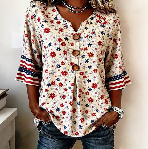 Digital printing sweet and cute T-shirt lace sleeve m302842