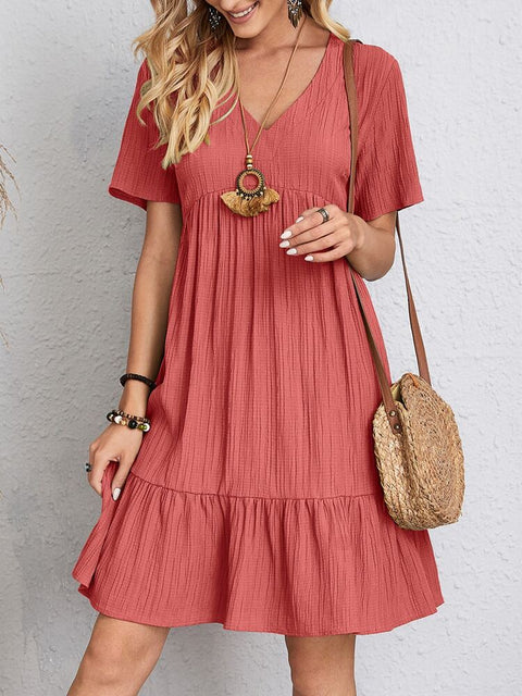 Summer loose casual short-sleeved waist elegant dress m300029