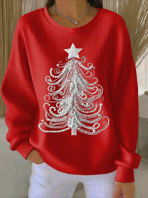 Christmas pattern, creative women's crew neck knitted sweater loose and versatile m302186