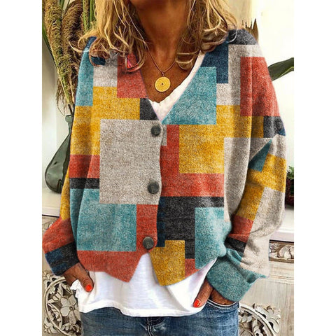 New Christmas abstract print casual cape jacket cardigan sweater m301665