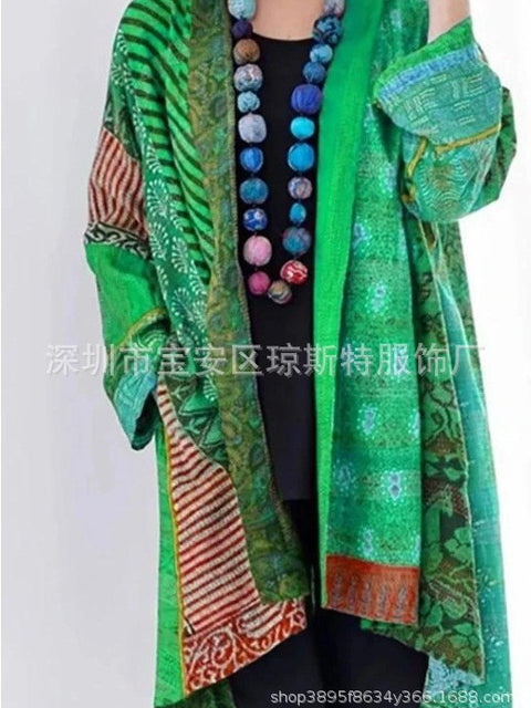 independent stations Amazon popular spot loose ethnic style large size long sleeve printed cardigan m