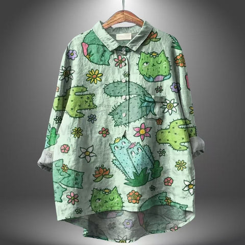 Loose printing round neck casual large size women's T-shirt m302702