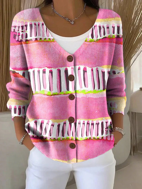 Button women's printed long-sleeved top m302156