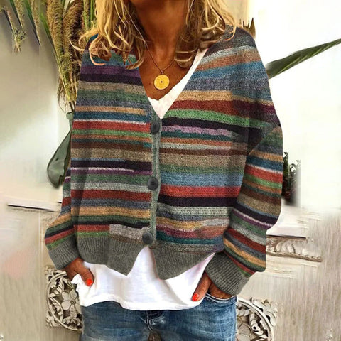 New Christmas abstract print casual cape jacket cardigan sweater m301665