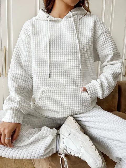 Loose pullover hooded long-sleeved sweater women's drawstring shoulder kangaroo pocket hoodie m301919