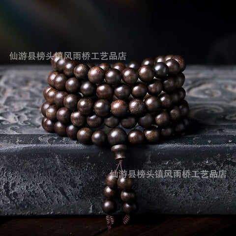 Agarwood Black Qinan High Oil Submerged High Quality Wooden Agarwood Bracelet 108 Buddha Beads Barrel Beads Hand Jewelry m3331277