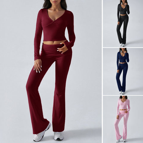 women's clothing Amazon casual sports slim-fit knitted long-sleeved trousers two-piece set m301817