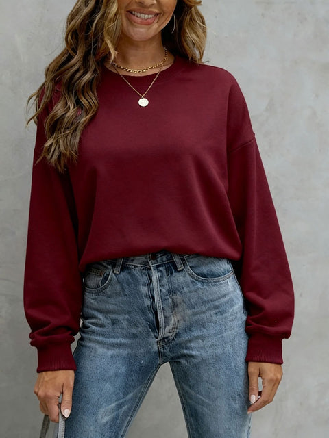 Top Women's Casual Loose Large Size Crew Neck Pullover Sweater Women's FF303319