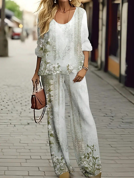 New crew neck 3D printed women's fashion shirt set m301240