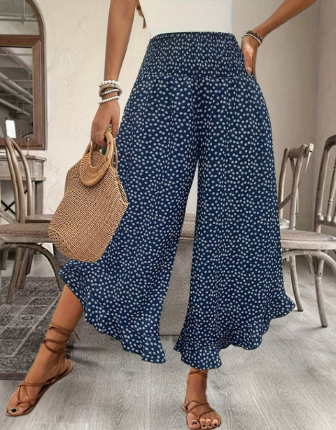 Casual polka dot loose high waist waist thin wide leg pants m302764