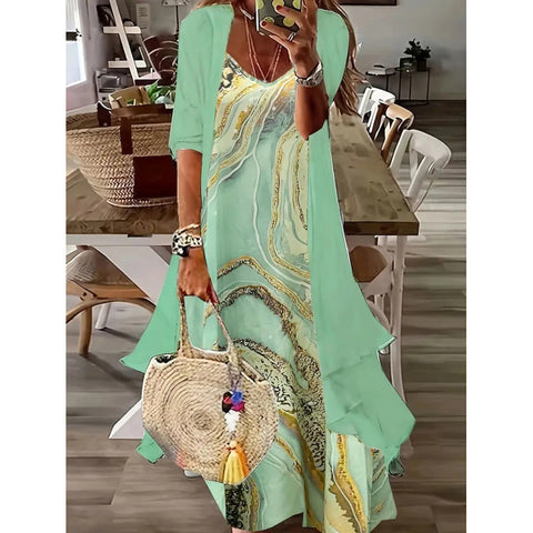 Women's inner dress two-piece floral print dress m302894
