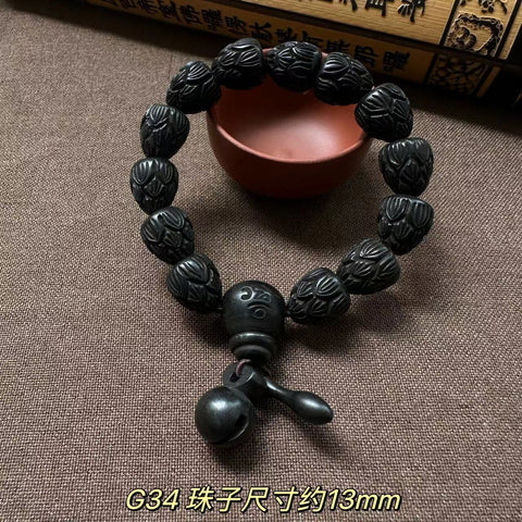 Lightning strike jujube Buddha bead bracelet, engraved six-character mantra hand bead wooden Wenwan bracelet m3331239