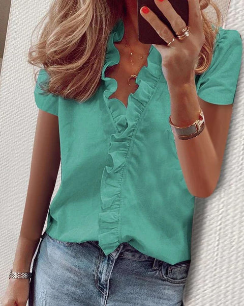 Long Sleeve Ruffle Shirt Women's Shirt m301332