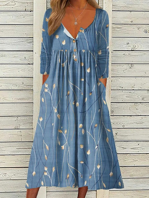 Printed pocket cardigan button-down dress m300714