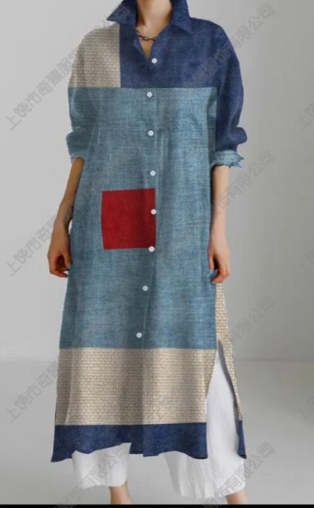 Autumn and winter casual abstract art printing long-sleeved slit skirt m303183