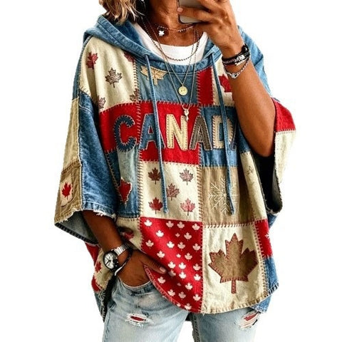 Sweater Alphabet Printed Top Women's Pullover Hooded FF303284