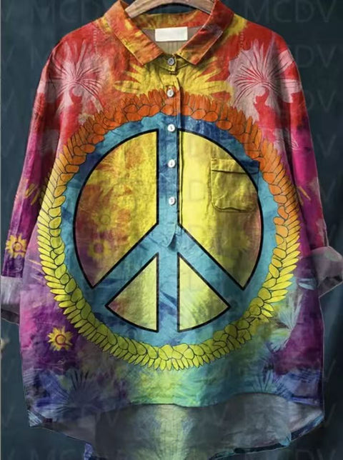 Loose printing round neck casual large size women's T-shirt m302702
