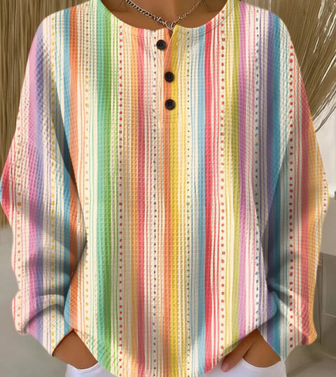 New retro 3D digital printing three-button stand-up collar Polo sweater m302116